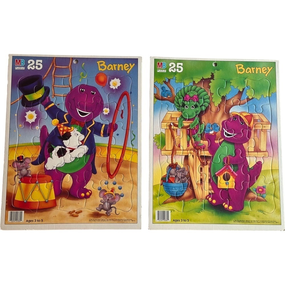 Vintage Barney Baby Bop Flat Tray Puzzles 25 Pieces Milton Bradley 1993